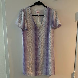 NWT Buddy Love Purple and White Snakeskin Dress